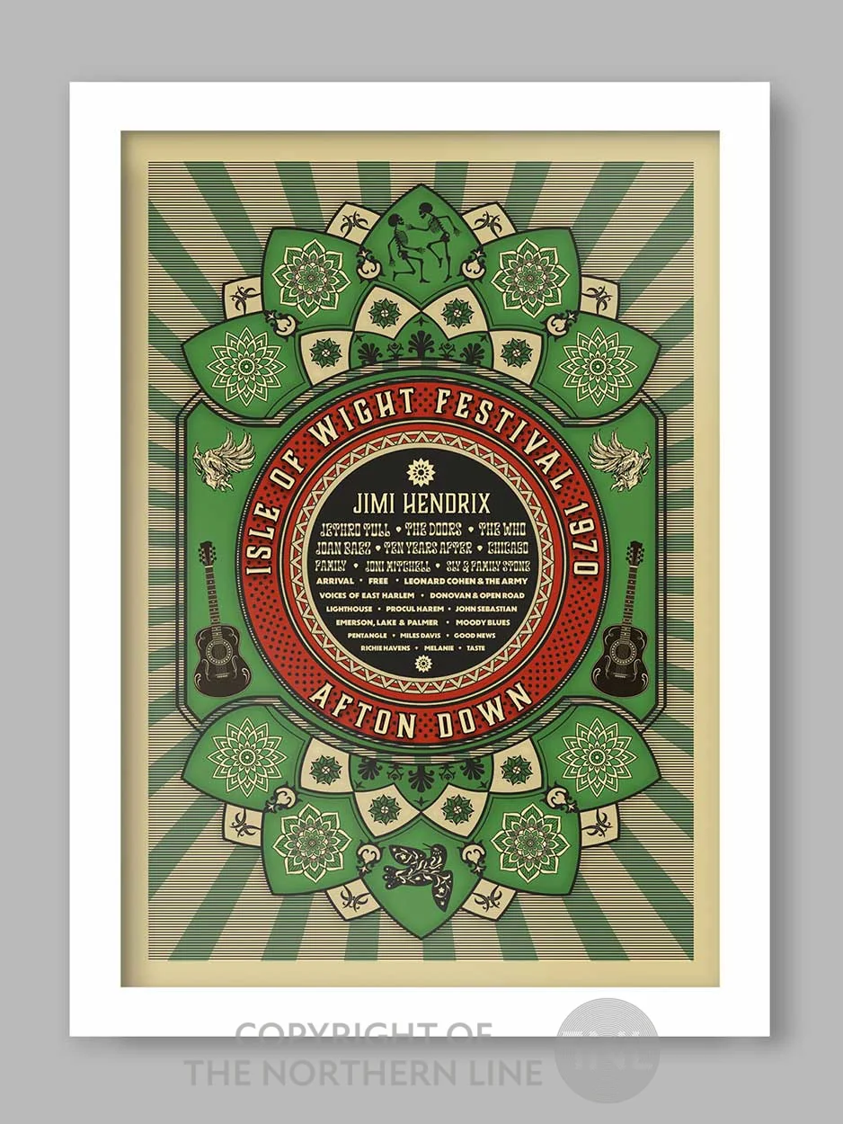 1970 Isle Of Wight Festival Green - Music Print - Image 2