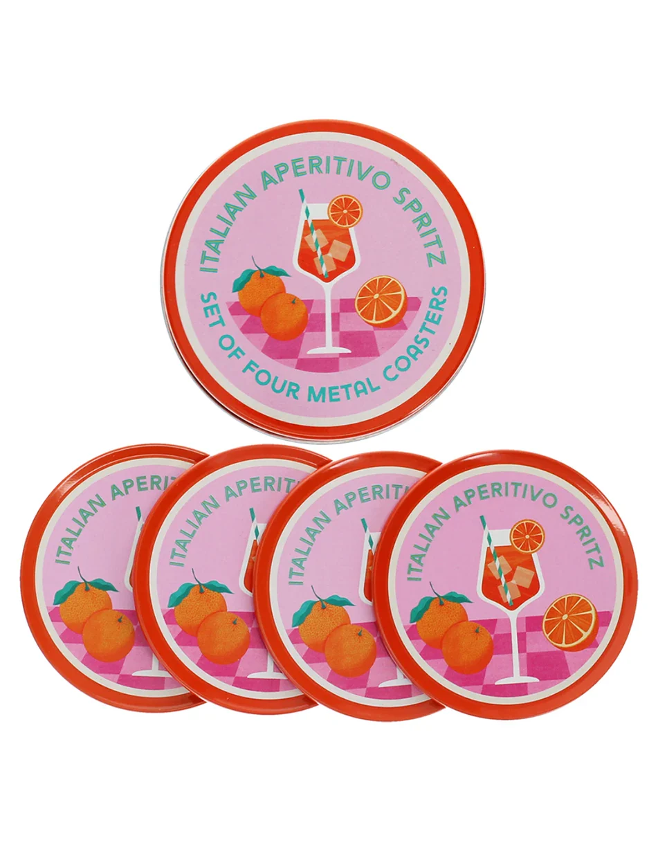 Aperol Spritz Metal Coaster Set