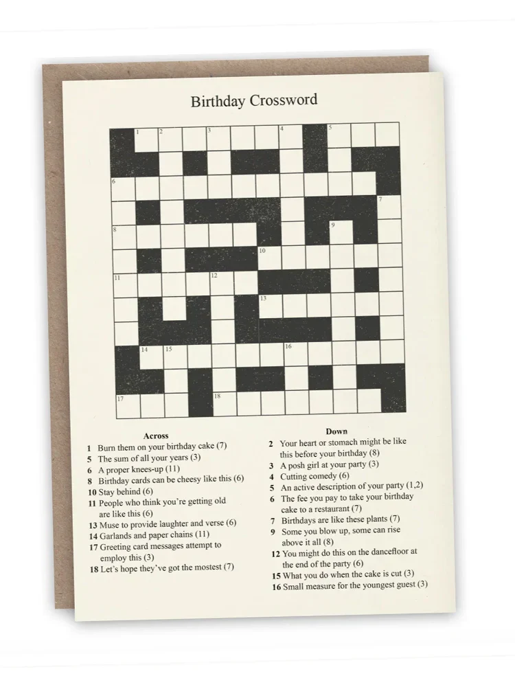 Birthday Crossword  - Blank Greeting Card