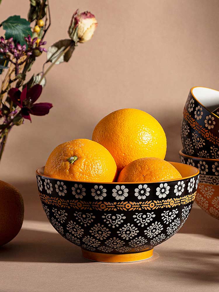Black and Cream Tribal Pattern Bowl