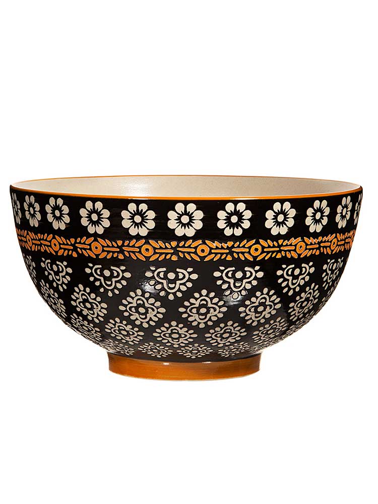 Black and Cream Tribal Pattern Bowl - Image 2