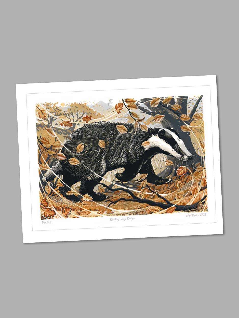 Blustery Day Badger - Blank Card