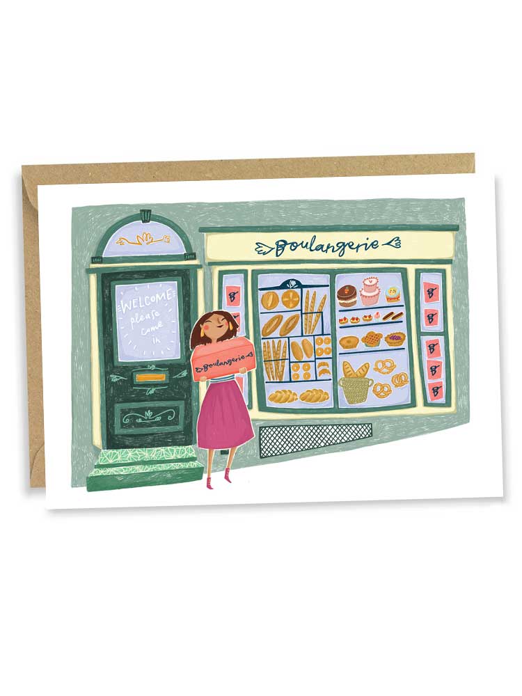 Boulangerie Shop Front - Blank Greeting Card