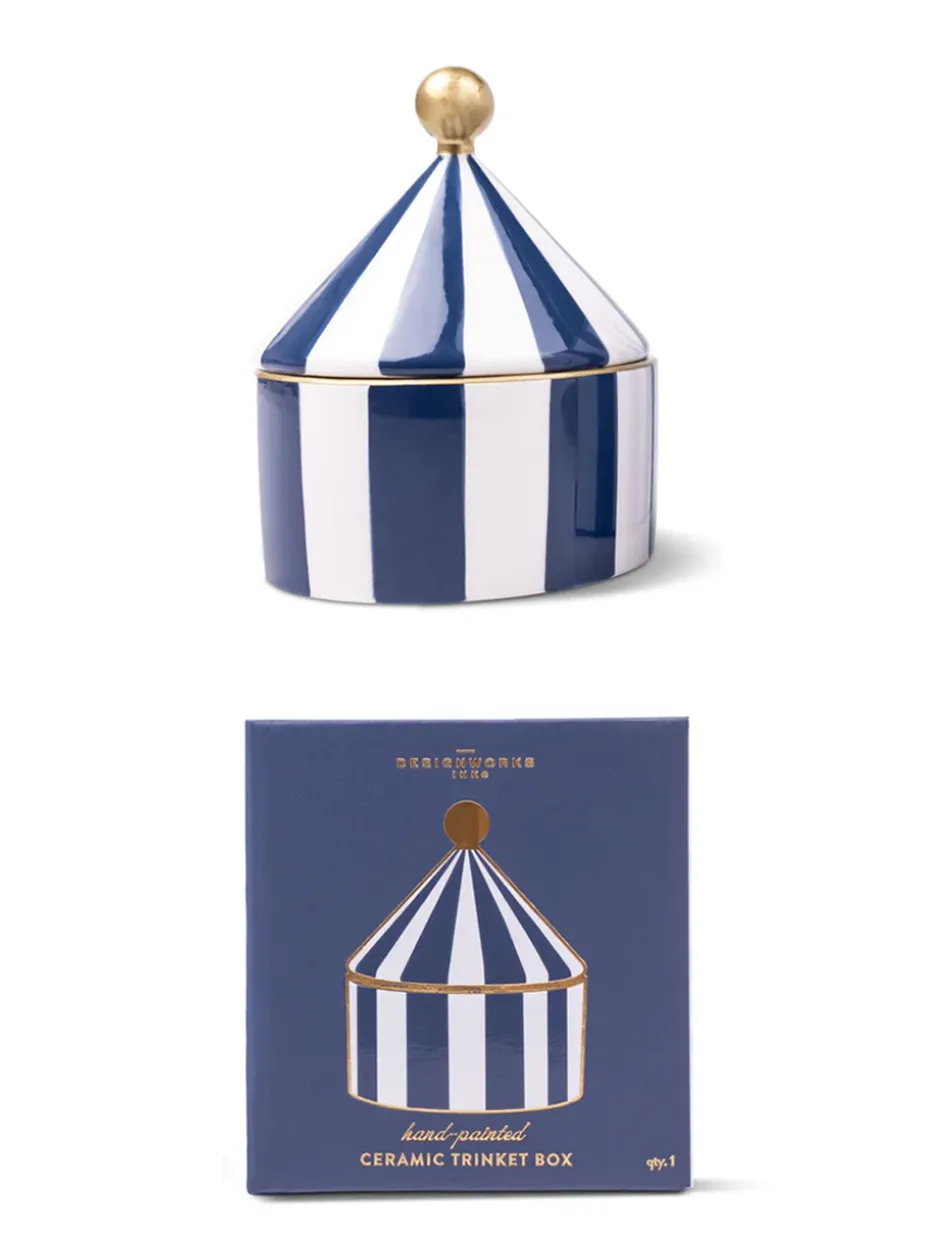 Ceramic Trinket Box - Blue Stripe