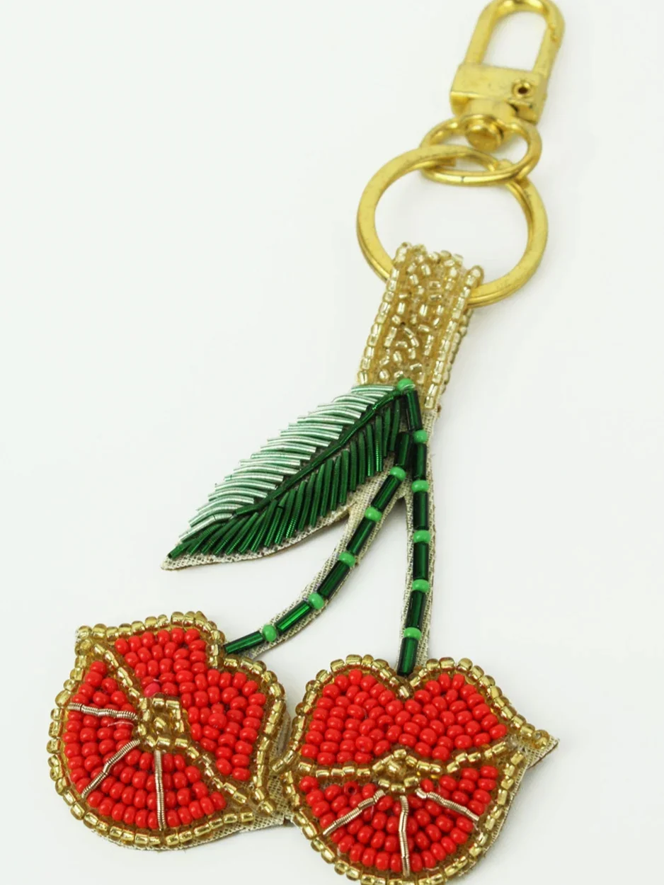 Cherry Beadwork Keyring
