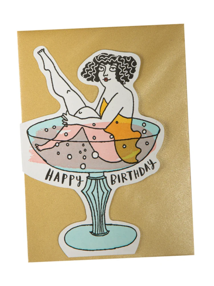 Cocktail Lady - Cut Out Birthday Card