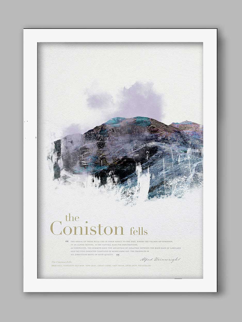 Coniston Fells in Wainwright's Words - Lake District Print - Image 2