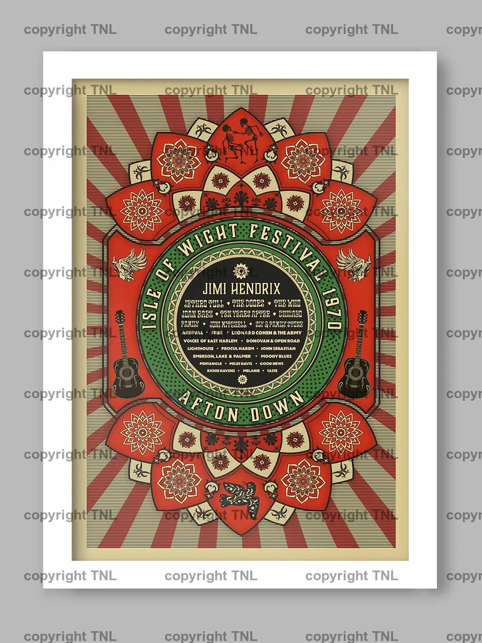 1970 Isle Of Wight Festival Red - Music Print - Image 2