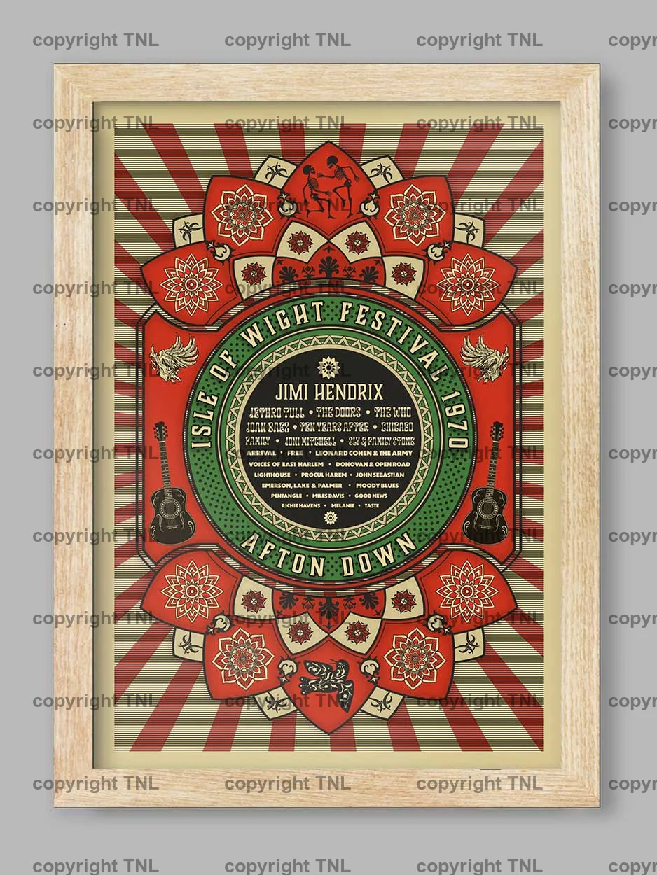 1970 Isle Of Wight Festival Red - Music Print - Image 3