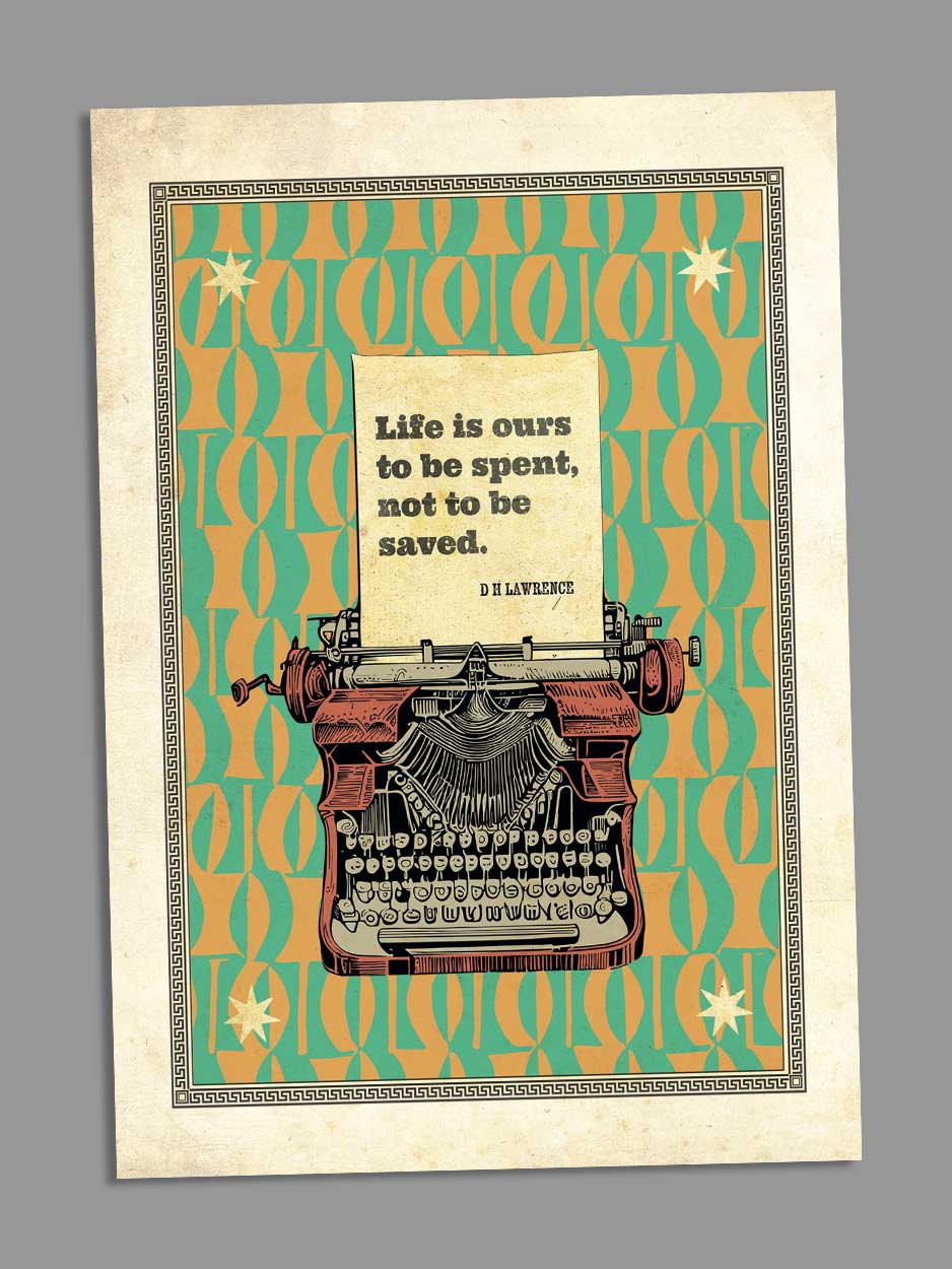D H Lawrence - Literary Quote Blank Greeting Card