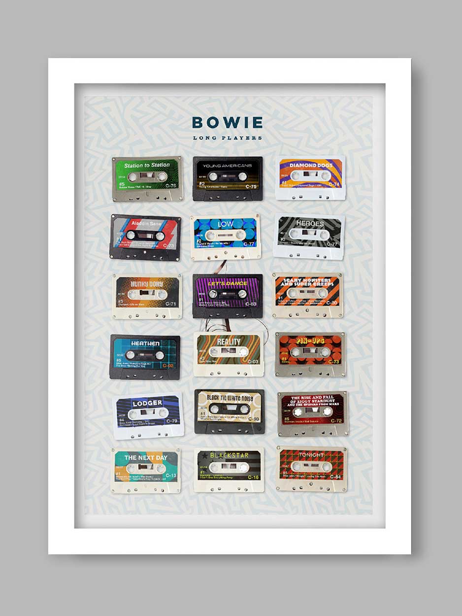 David Bowie Long Players - Cassette Music Print - Image 2