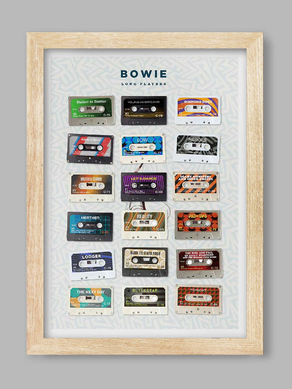 David Bowie Long Players - Cassette Music Print - Image 3