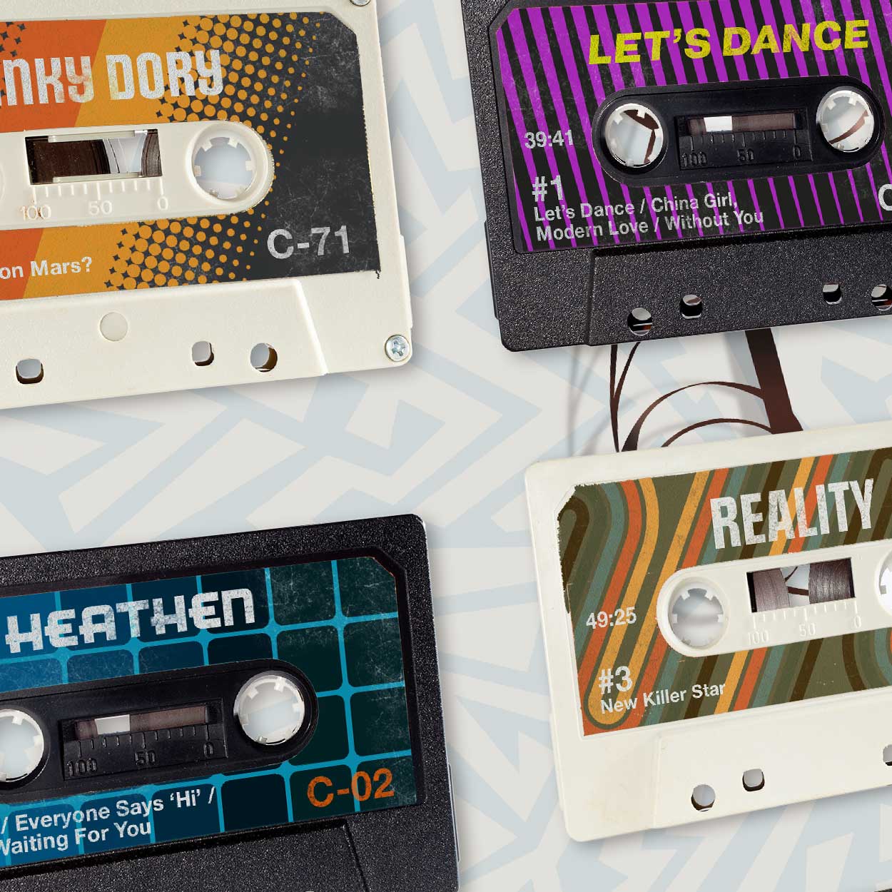 David Bowie Long Players - Cassette Music Print - Image 4