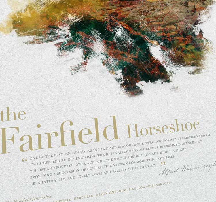 Fairfield Horseshoe in Wainwright's Words - Lake District Print - Image 4