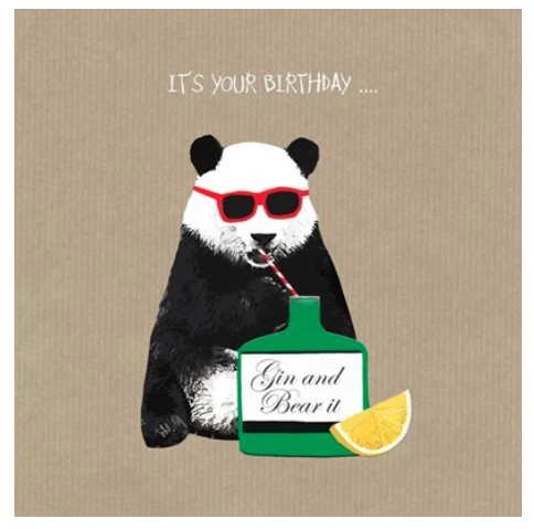 Gin & Bear It Birthday Card -  Blank Greeting Card