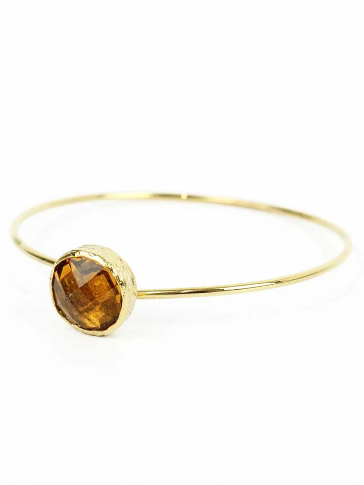 Gold & Semi Precious Stone Stacking Bangle - Image 3