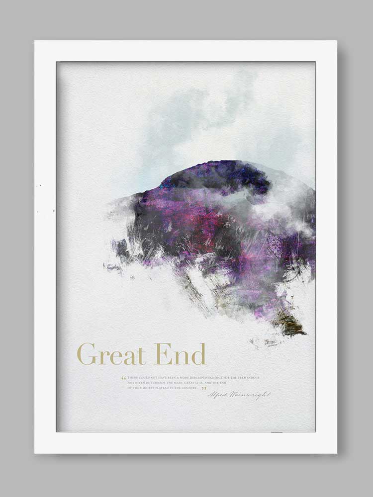 Great End in Wainwright's Words - Lake District Print - Image 2