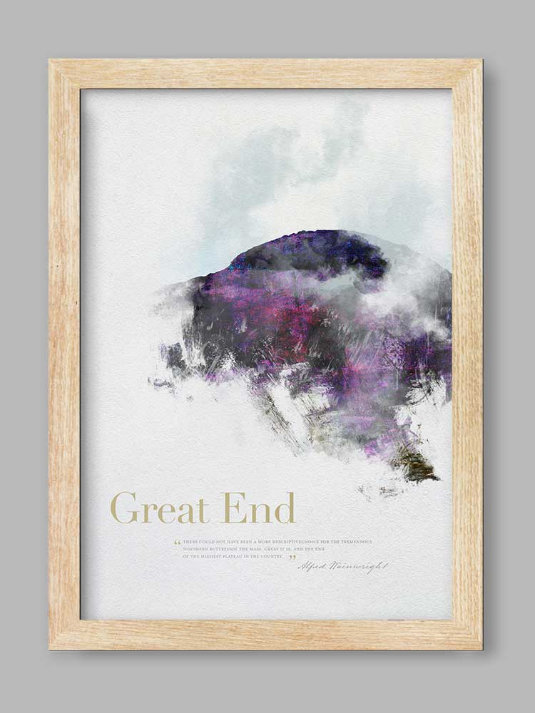 Great End in Wainwright's Words - Lake District Print - Image 3