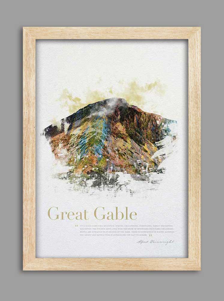 Great Gable in Wainwright's Words - Lake District Print - Image 3