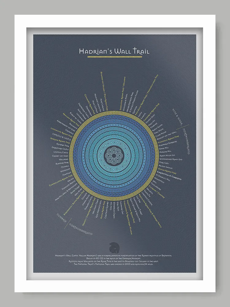 Hadrian's Wall Trail Print - Blue - Image 2