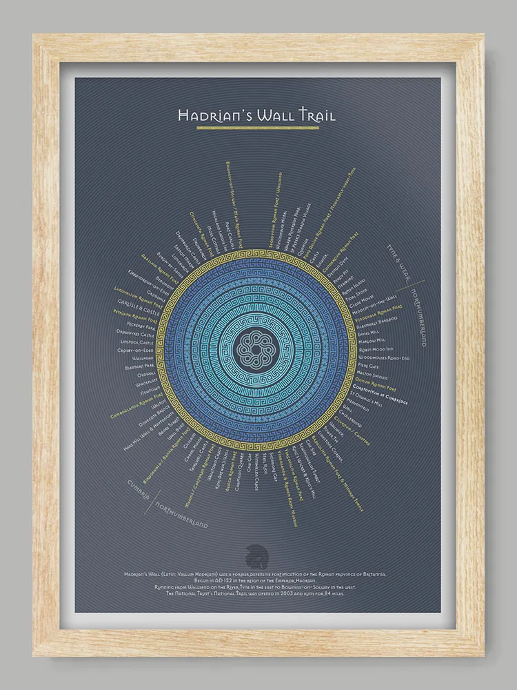 Hadrian's Wall Trail Print - Blue - Image 3