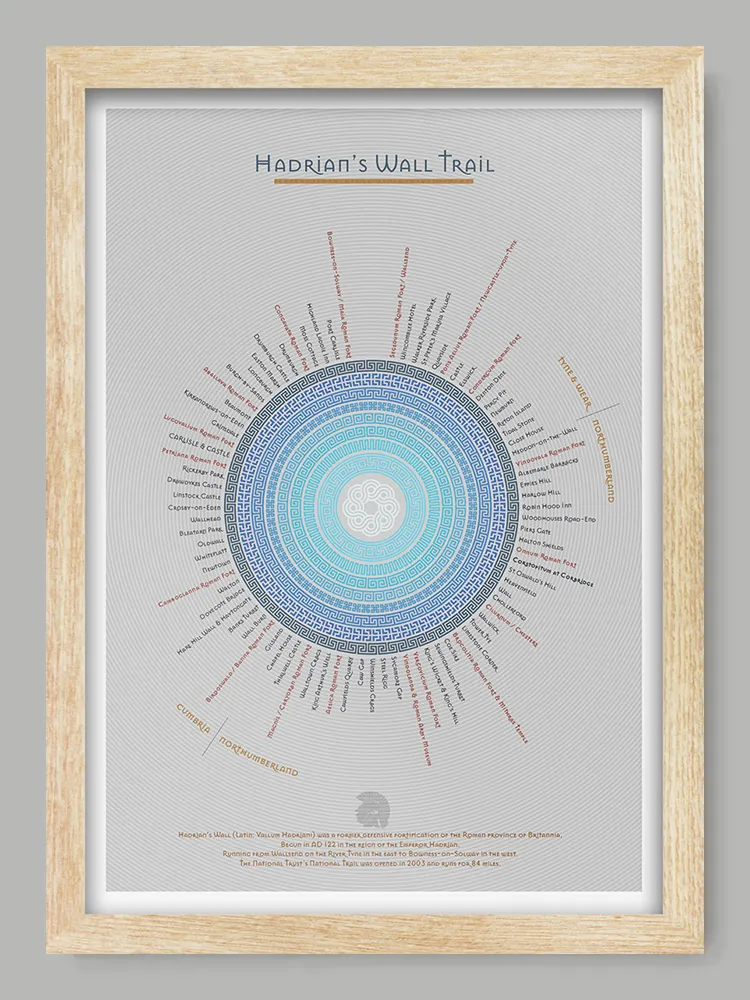Hadrian's Wall Trail Print - Light Grey - Image 3