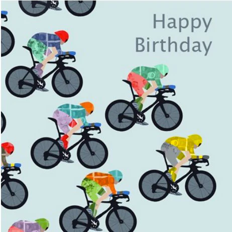 Happy Birthday Cycling Card - Blank Greeting Card