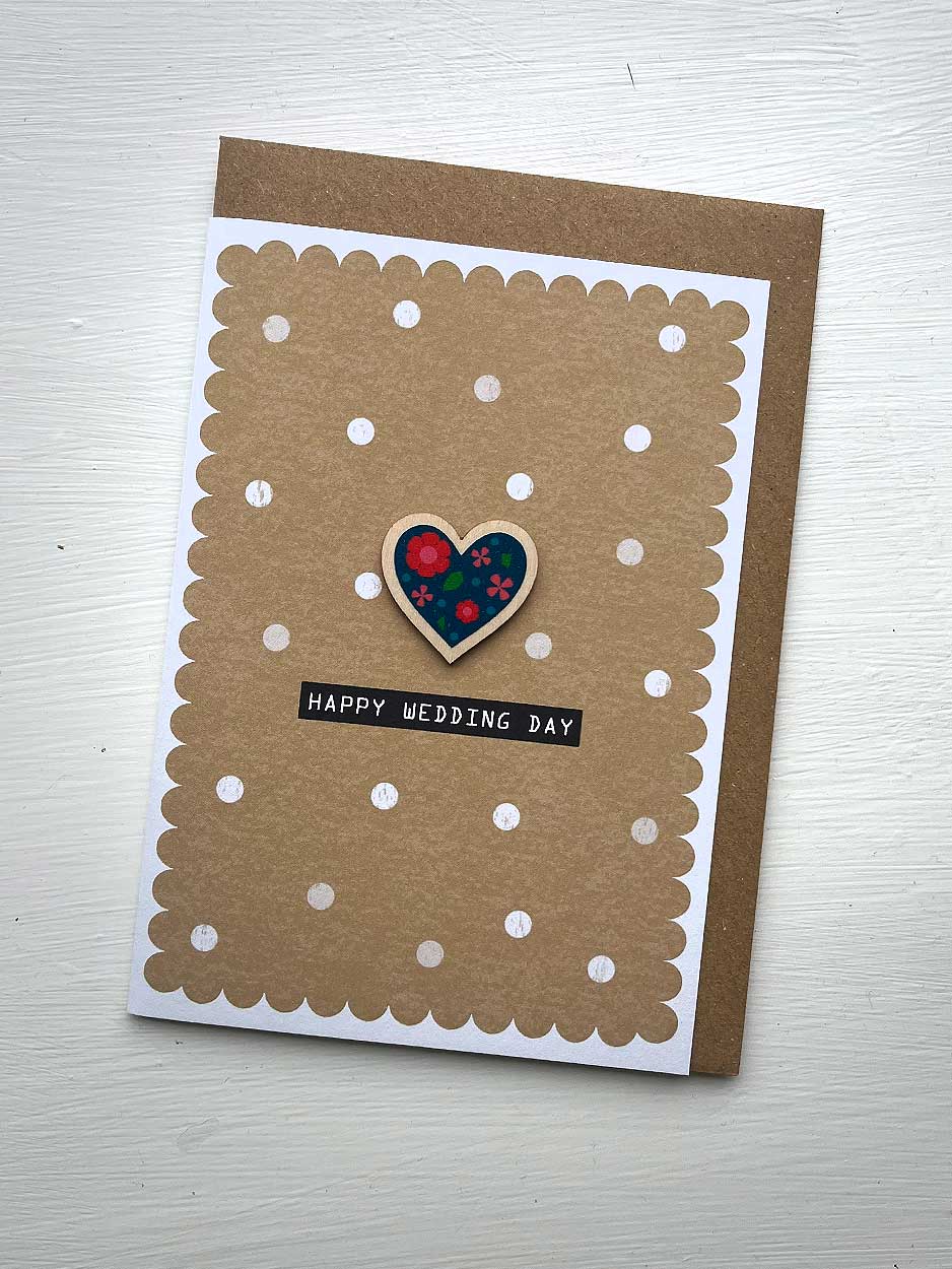 Happy Wedding Day Card With Wooden Decoration