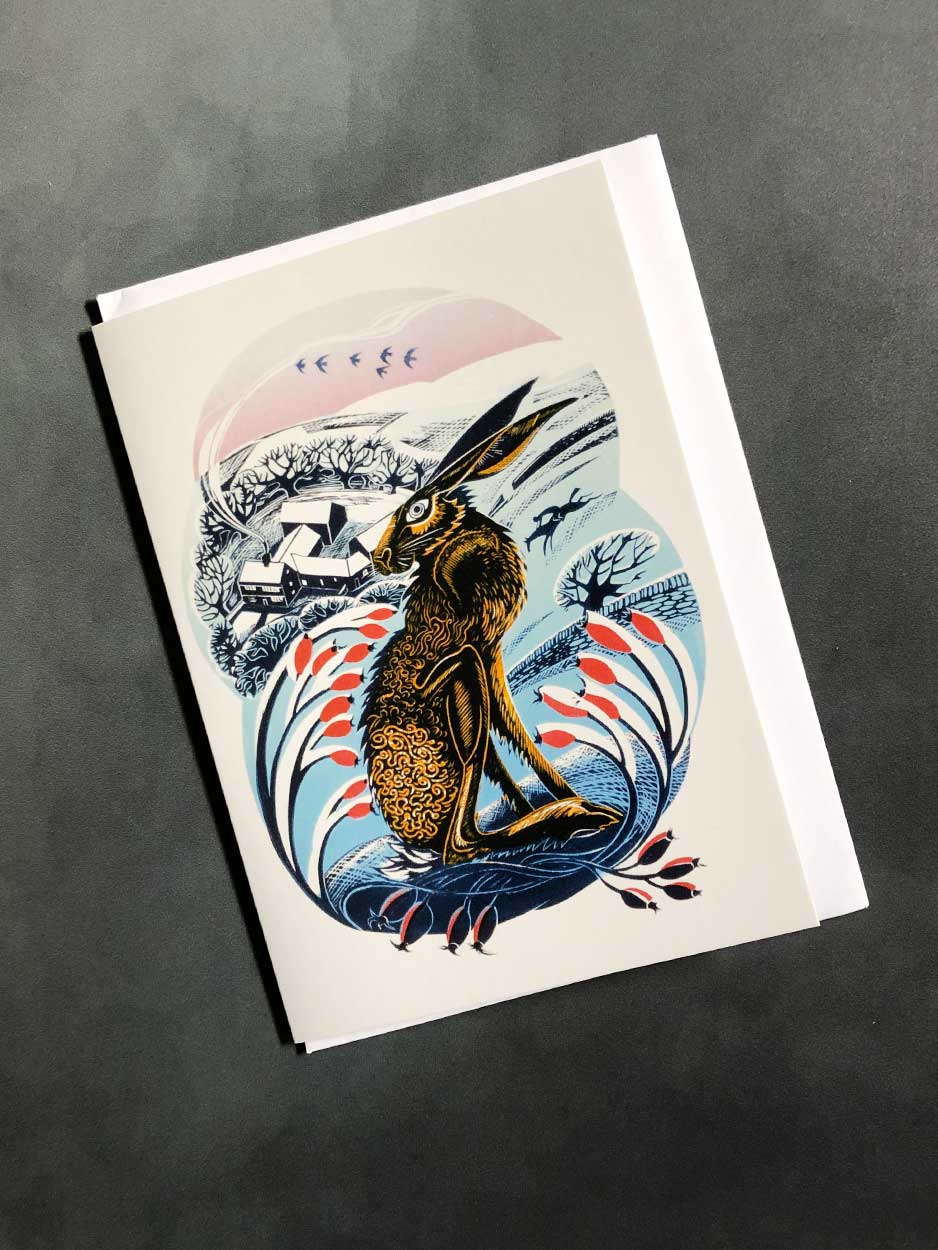 Hare on the hill - Blank Greeting Card