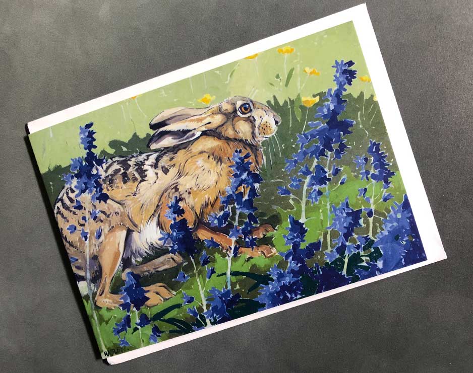 Hare & The Bluebells  - Blank Greeting Card