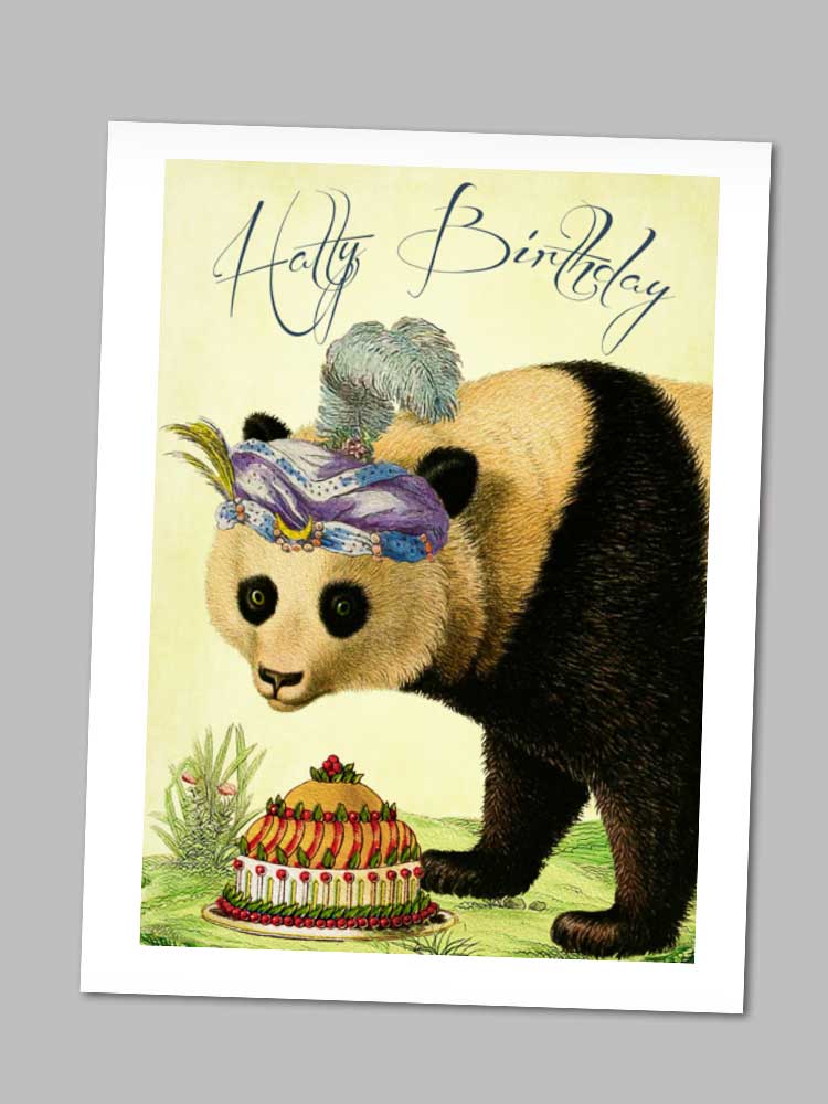 Hello Panda Birthday Card - Blank Greeting Card