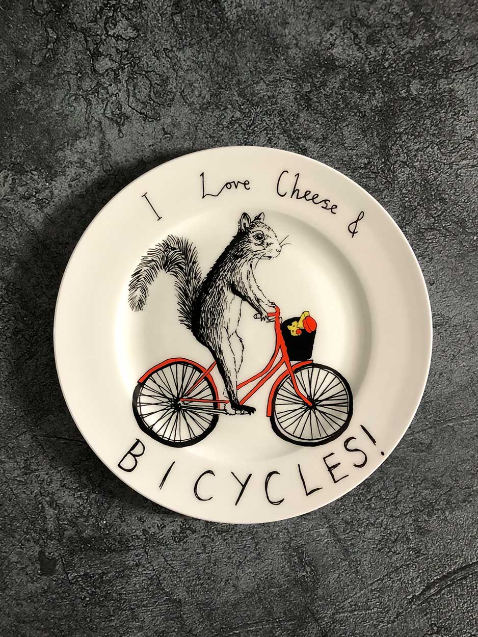 I Love Cheese & Bicycles - Side Plate