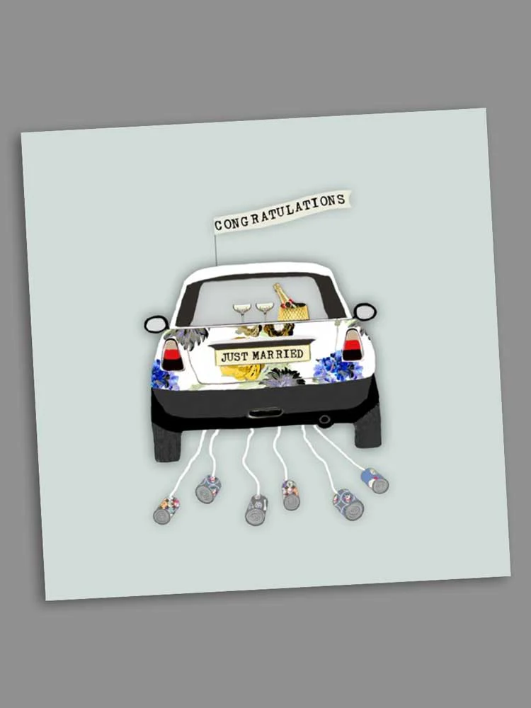 Just Married -  Blank Greeting Card