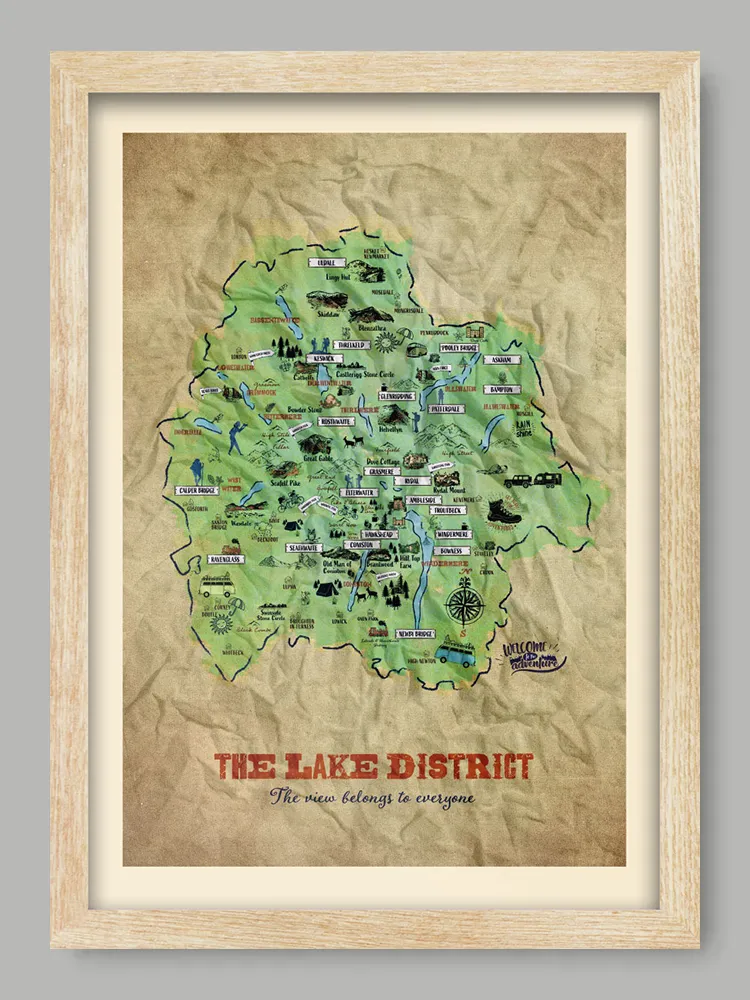 Lake District Illustrated Map Print - Image 3