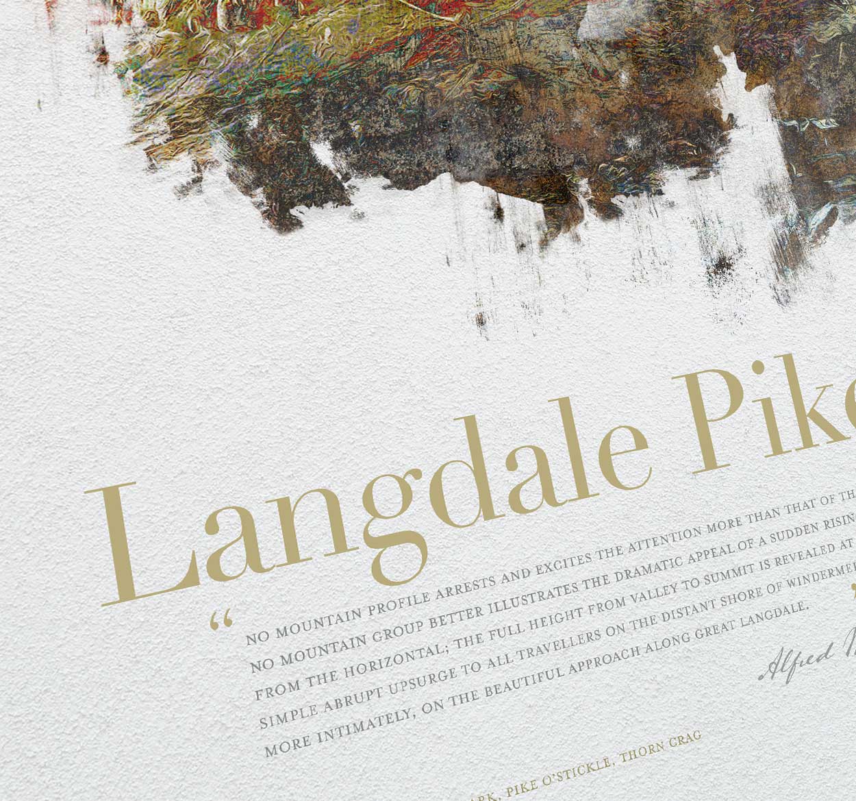 Langdale Pikes in Wainwright's Words - Lake District Poster Print - Image 4