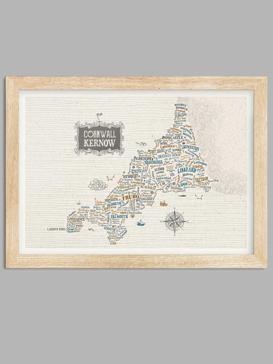 Map of Cornwall Print - Image 3
