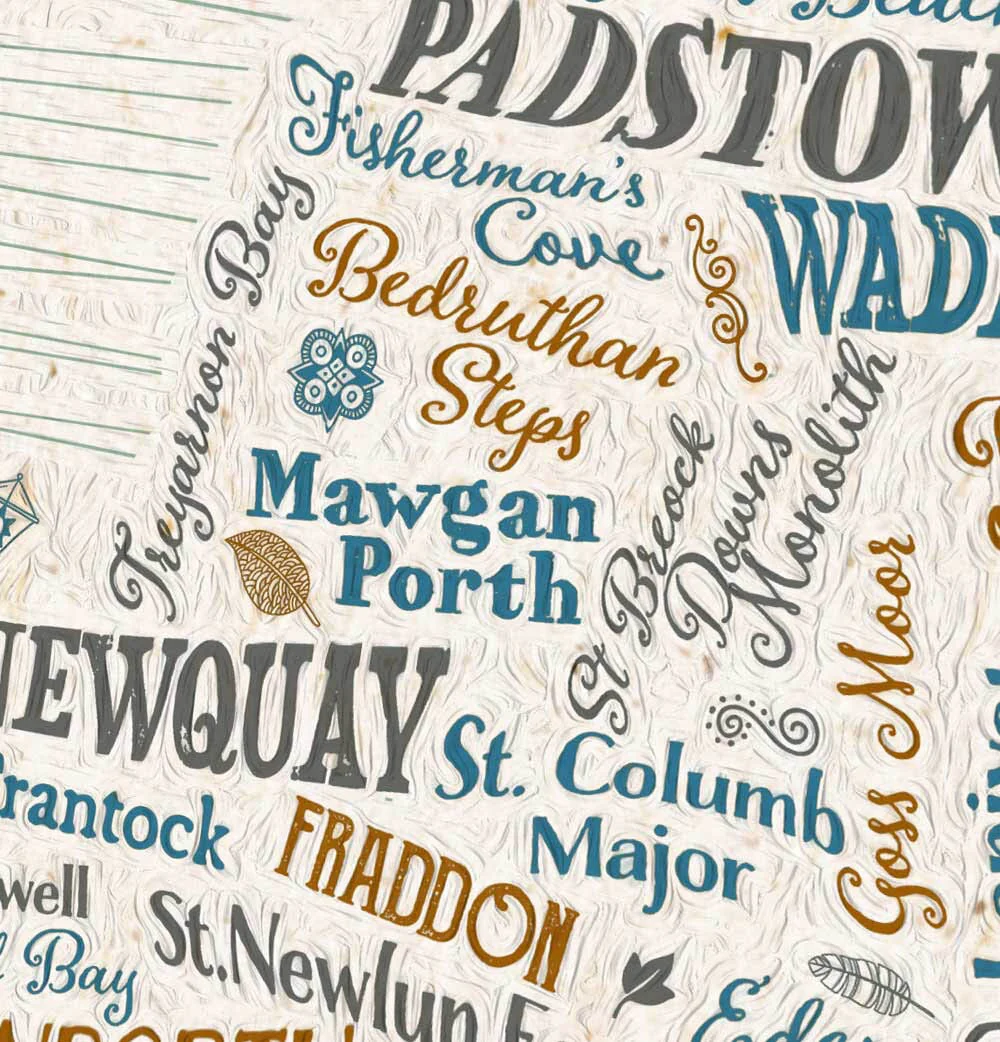Map of Cornwall Print - Image 4