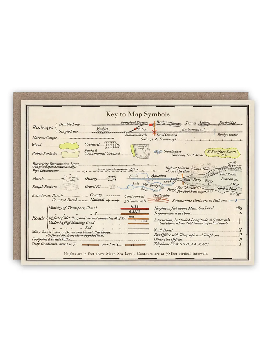 Map Symbols - Blank Greeting Card