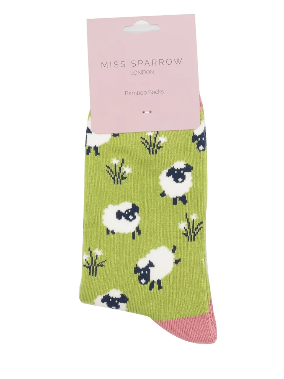 Miss Sparrow Socks - Sheep Green