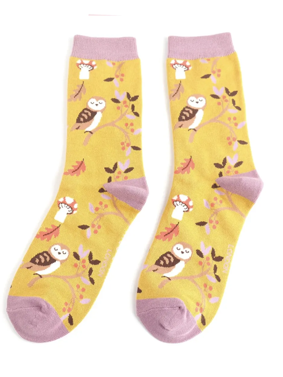 Miss Sparrow Socks - Woodland Yellow