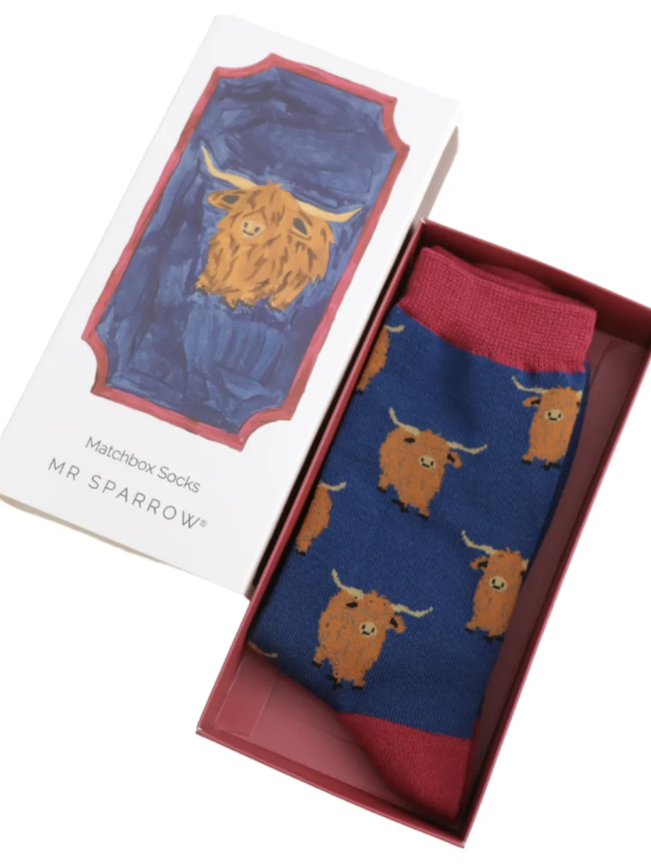 Mr Sparrow Socks - Highland Cow Gift Boxed