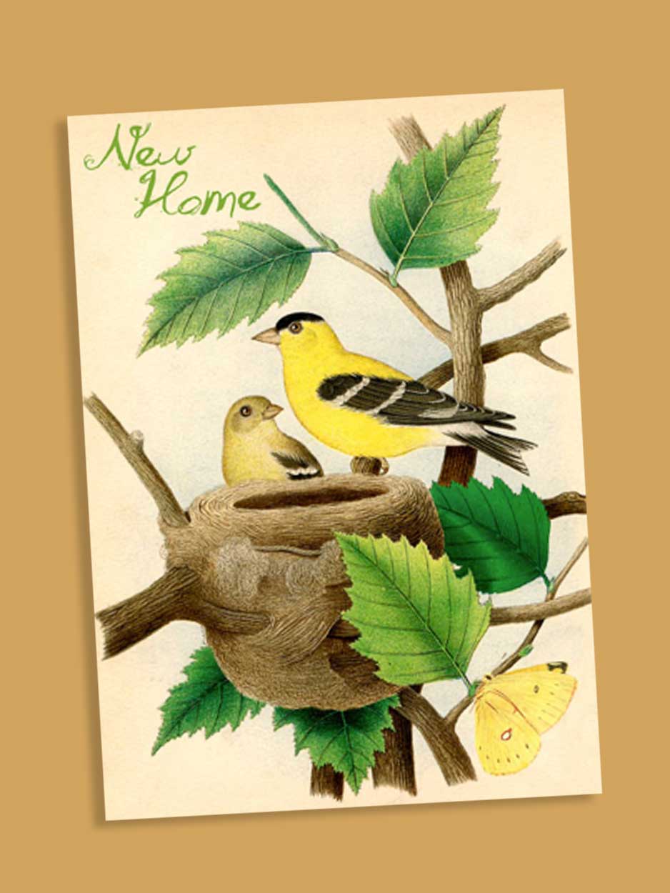 New Home Vintage Style Card -  Blank Greeting Card