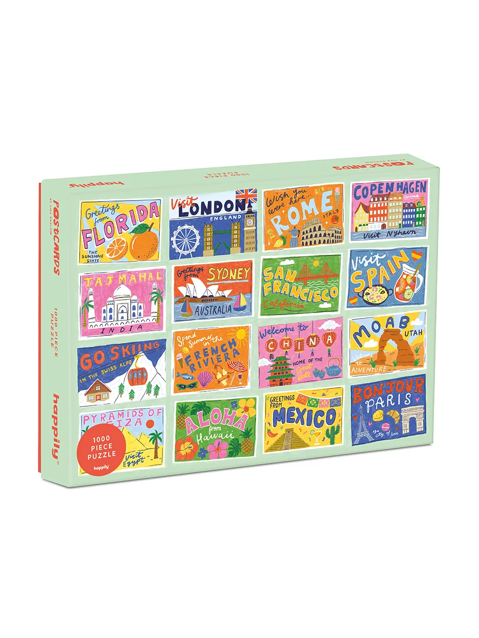 Travel Postcards 1000 Piece Jigsaw Puzzle