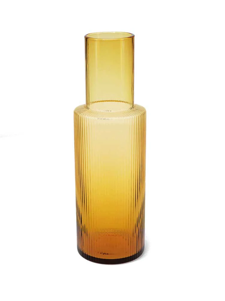Ribbed Glass Carafe - Amber - Image 2