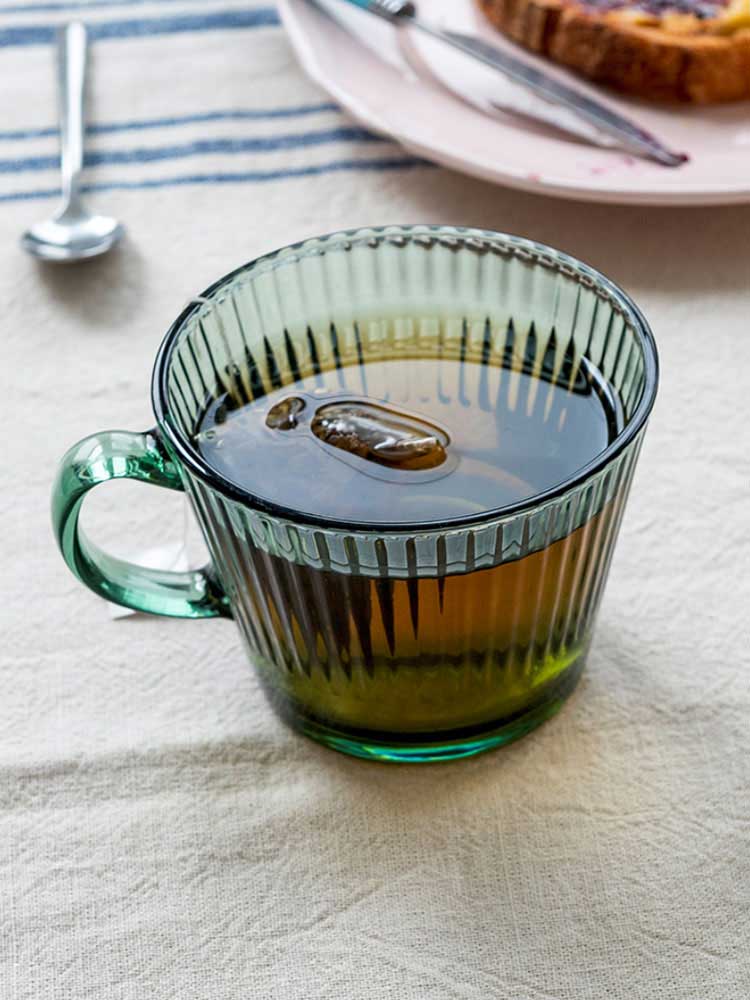 Ribbed Glass Mug - Green