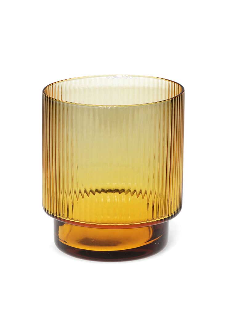 Ribbed Glass Tumbler - Amber - Image 2