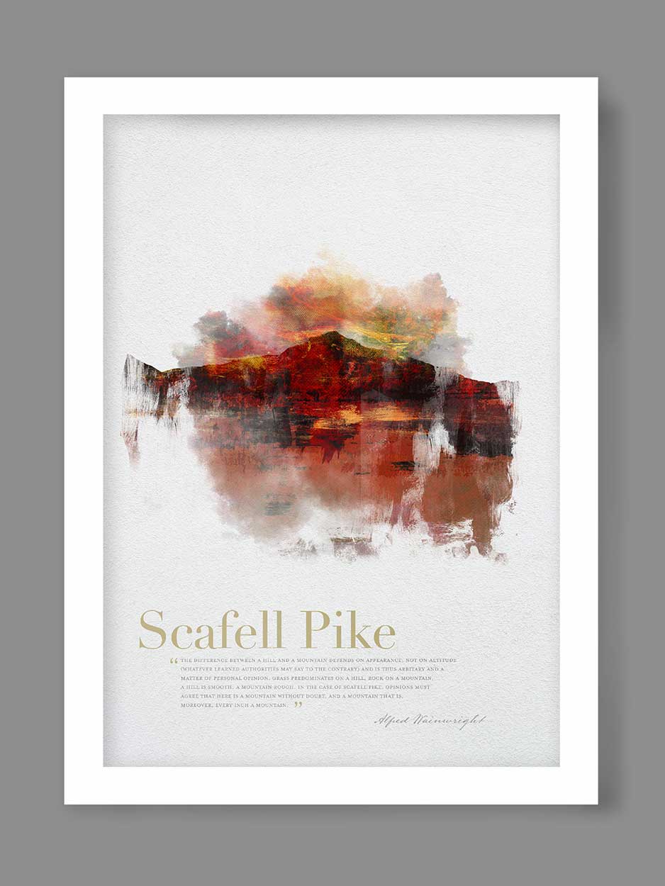 Scafell Pike in Wainwright's Words - Lake District Print - Image 2