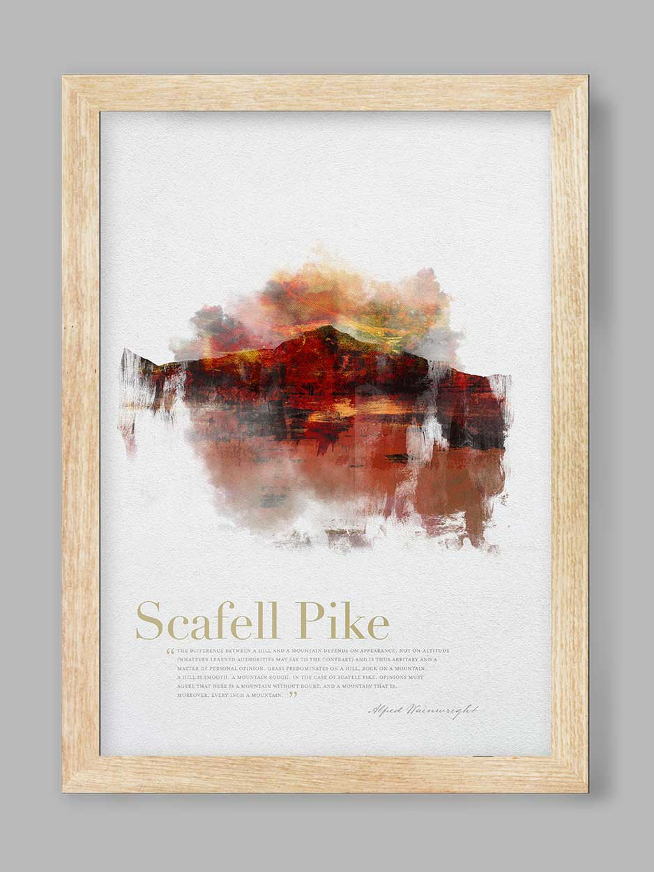 Scafell Pike in Wainwright's Words - Lake District Print - Image 3