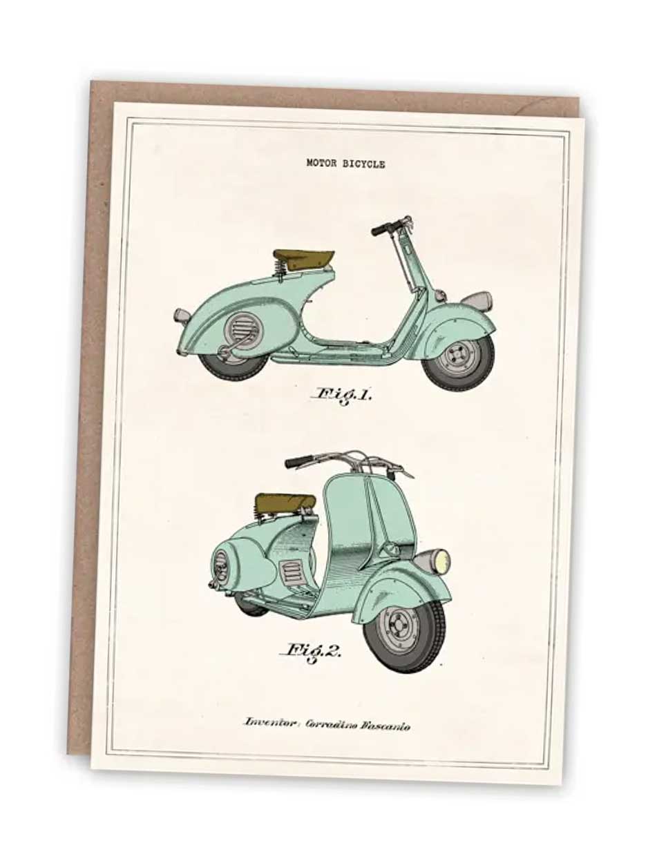 Scooter Diagram - Blank Greeting Card