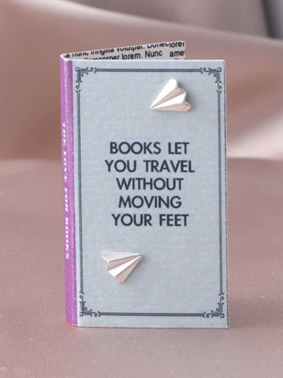 Silver 'Books Let You Travel' Earrings - Image 2